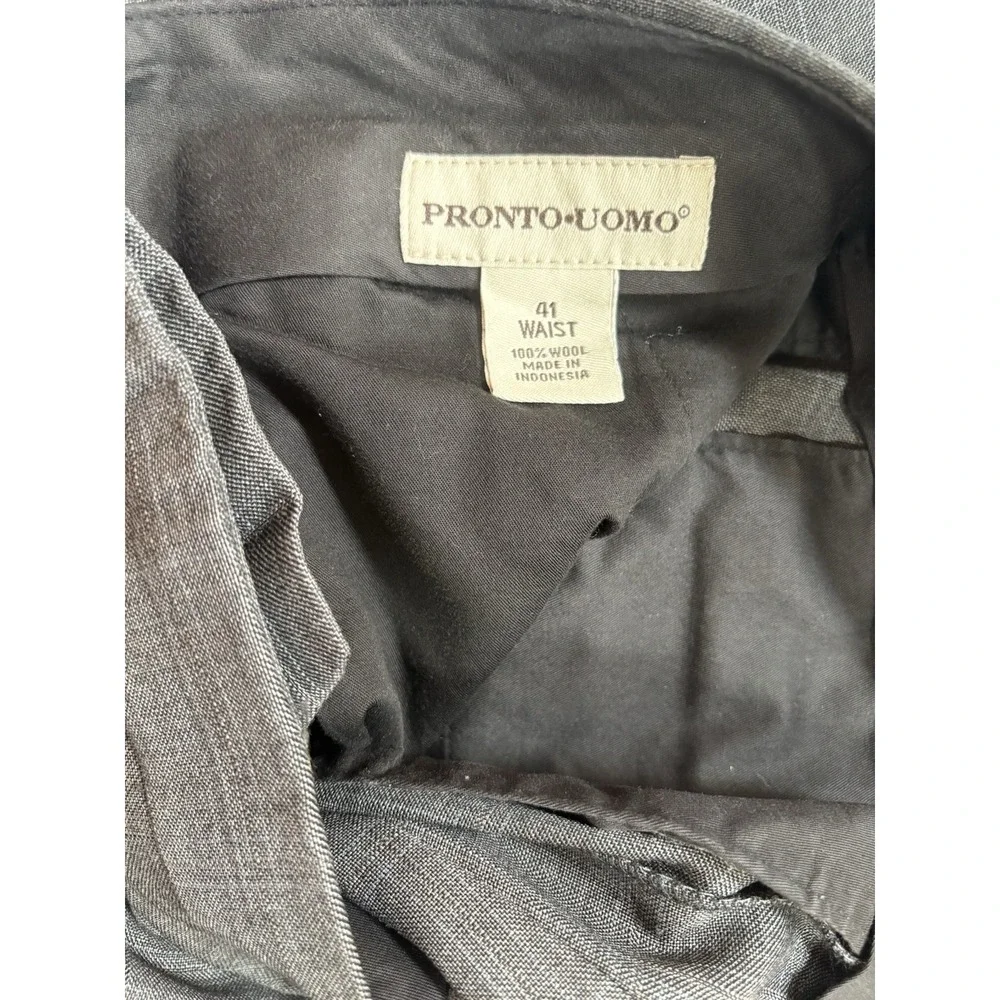 Pronto Uomo Suit Mens 46R Gray 100% Wool Pleated Pants Measure 36 Minor Flaws